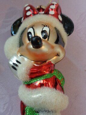 Disney Christmas Ornament Minnie Mouse Glass
